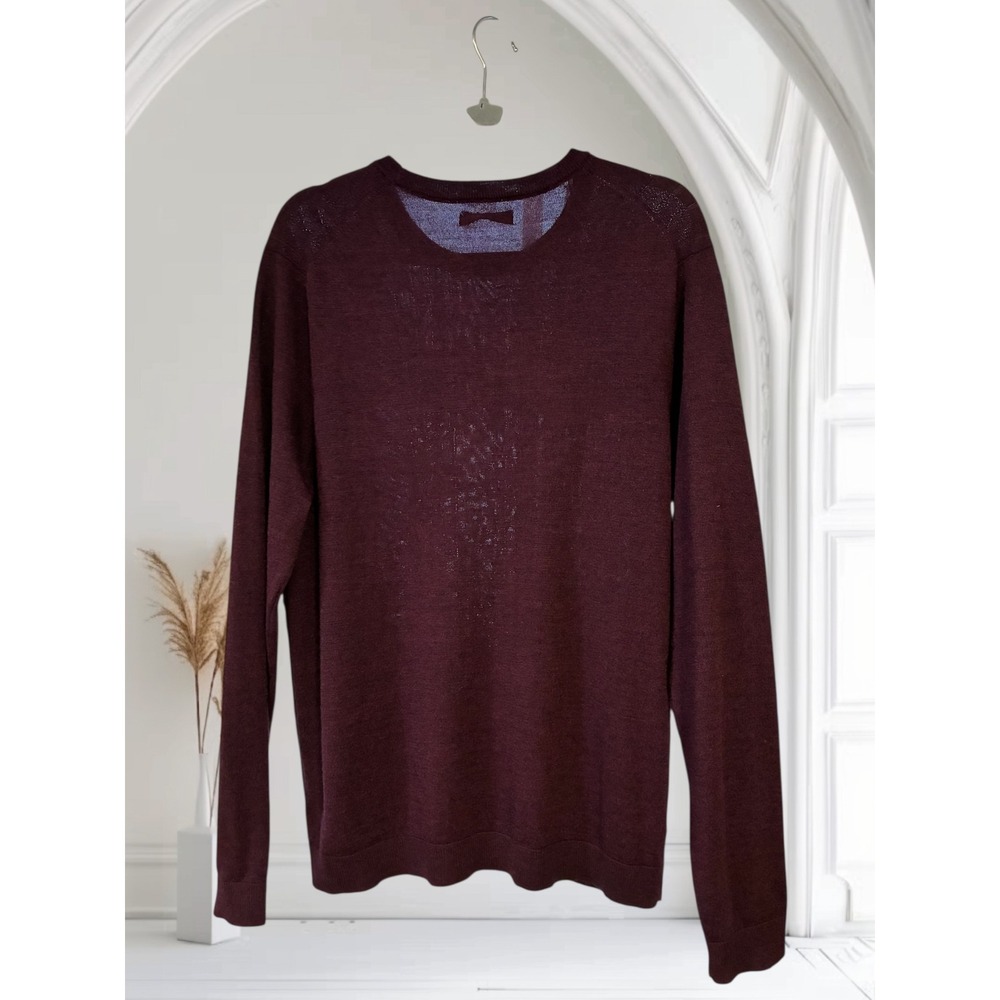 APT.9‎ Mens Burgundy Ribbed Crew Neck Merino Wool Blend Sweater Size L